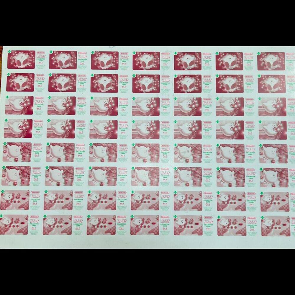 So Rare 1995 Jacob's Bakery Kirby 3D Cards FULL UNCUT CARD SHEET 1-4 NOS SO RARE